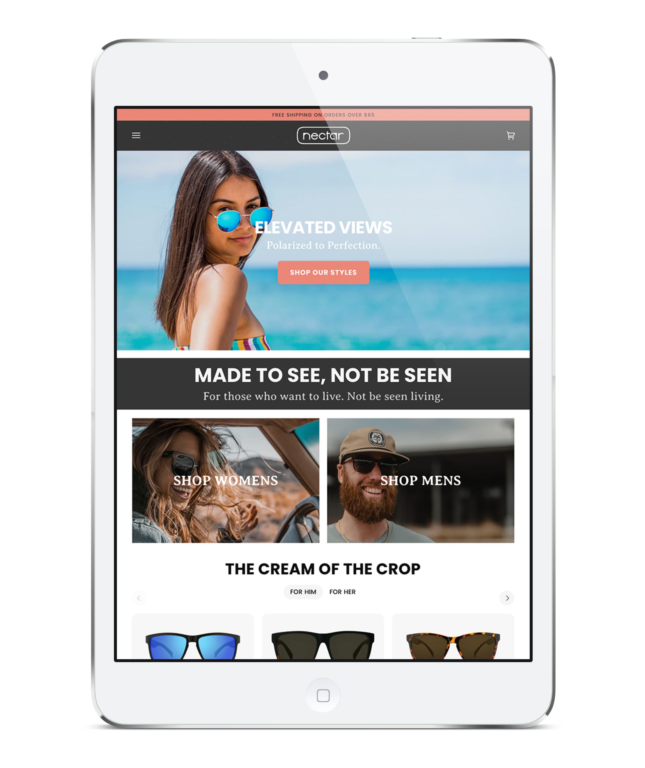 Nectar Sunglasses Website Design and Development