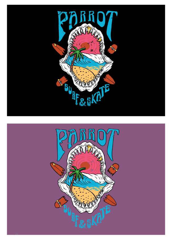 Parrot Shark Tee Graphics