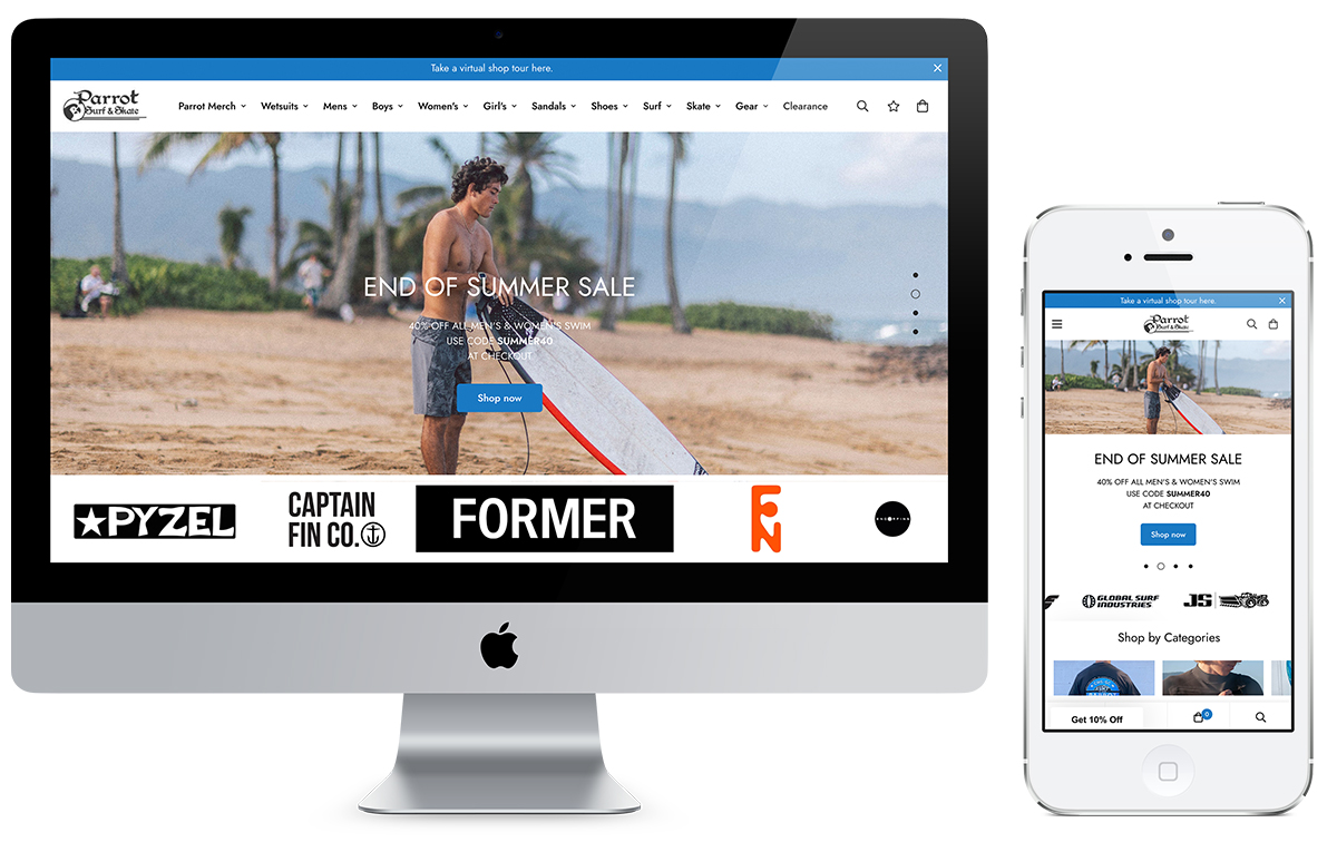 Parrot Surf & Skate Website